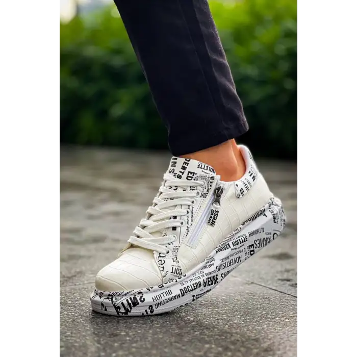 KB-02  Kuback Bağcıklı Crocodile Beyaz Gazete Günlük Erkek Ayakkabı