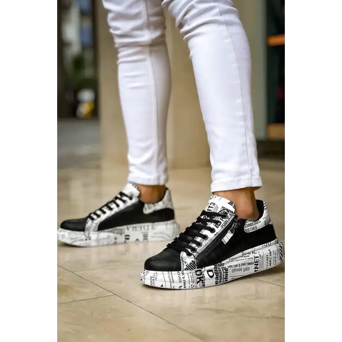 KB-02  Kuback Bağcıklı Crocodile Siyah Gazete Günlük Erkek Ayakkabı