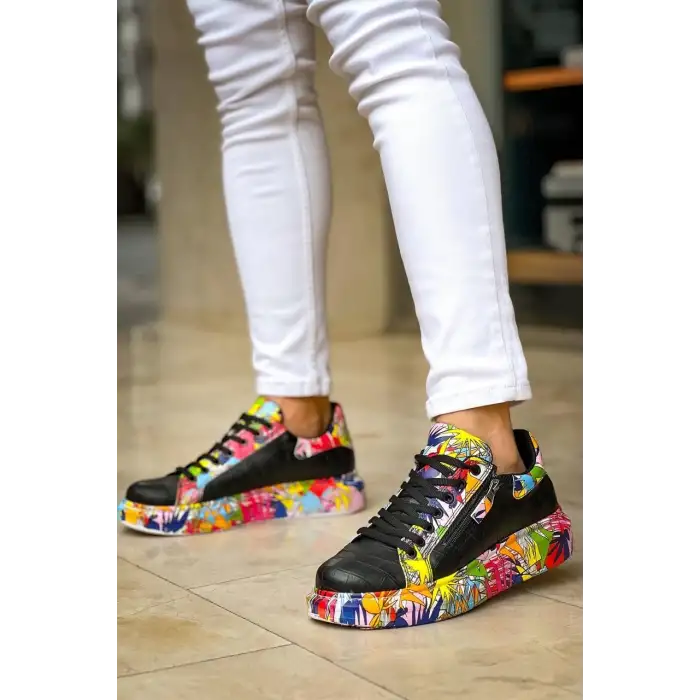 KB-02  Kuback Bağcıklı Crocodile Siyah Kırmızı Günlük Erkek Ayakkabı