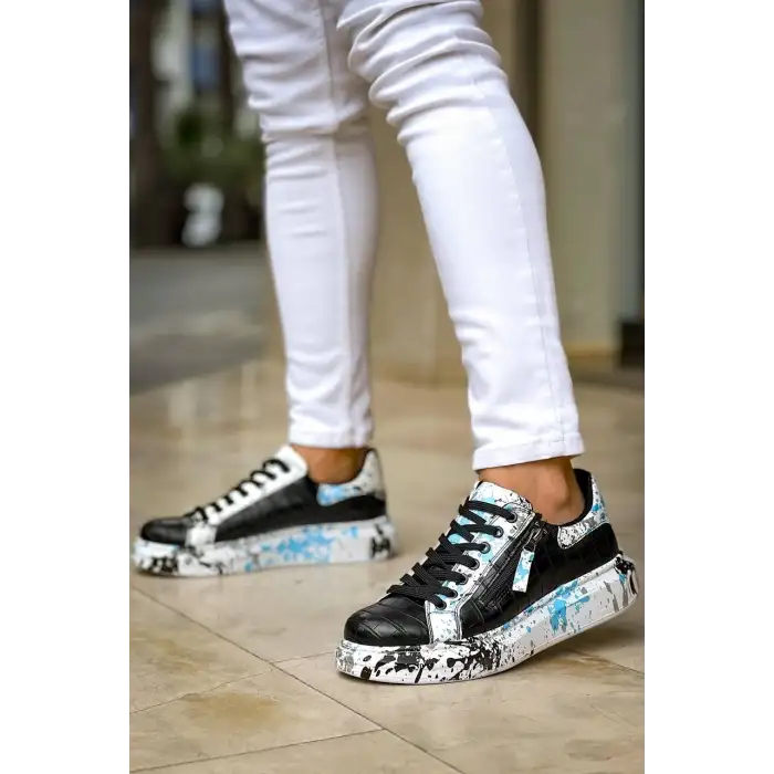 KB-02  Kuback Bağcıklı Crocodile Siyah Mavi Günlük Erkek Ayakkabı