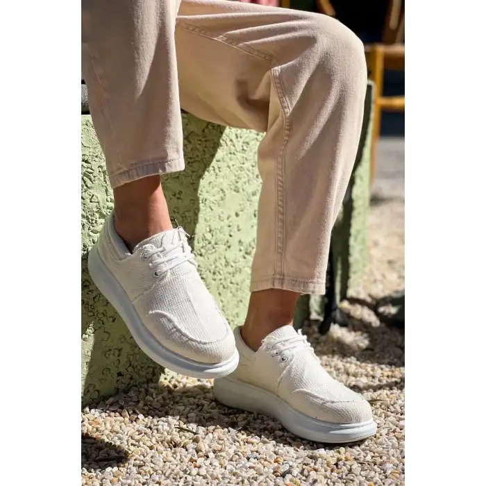 KB-042  Kuback Bağcıklı Beyaz Günlük Erkek Ayakkabı