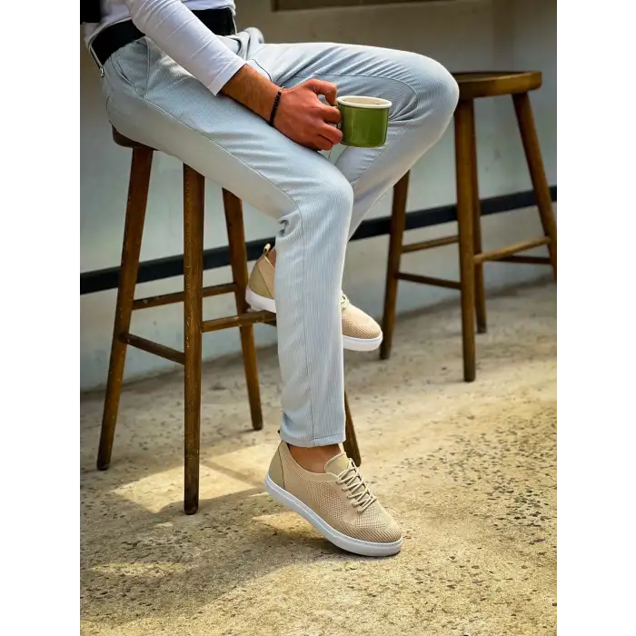 KB-101 Kuback Bej Triko Bağcıklı Günlük Erkek Ayakkabı