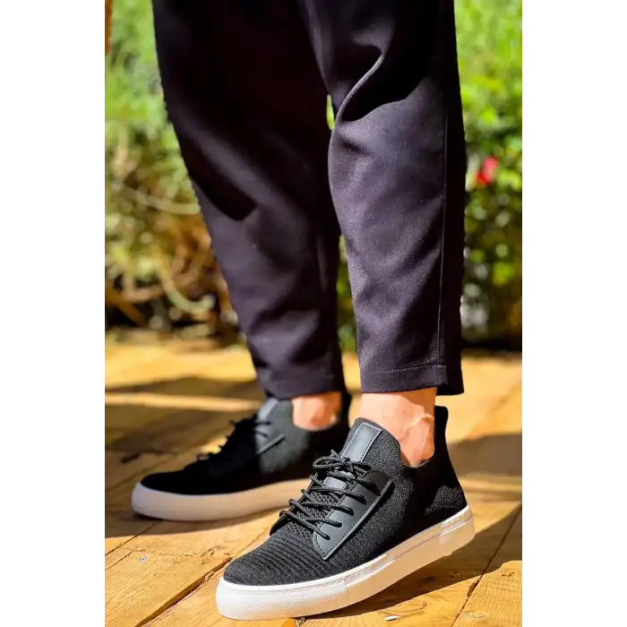 KB-110  Kuback BACK Siyah Triko Yüksek Taban Bağcıklı Günlük Erkek Ayakkabı