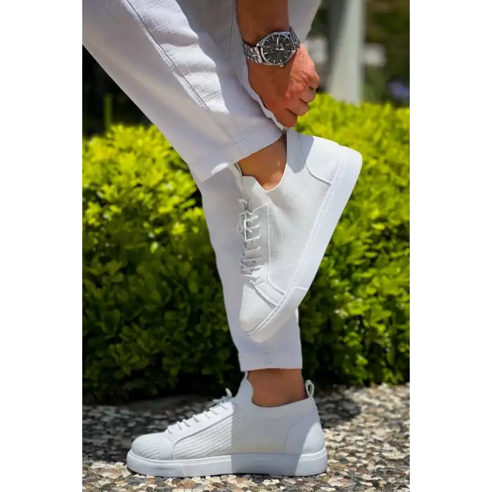 KB-112   Kuback Beyaz Triko Bağcıklı  Günlük Erkek  Ayakkabı