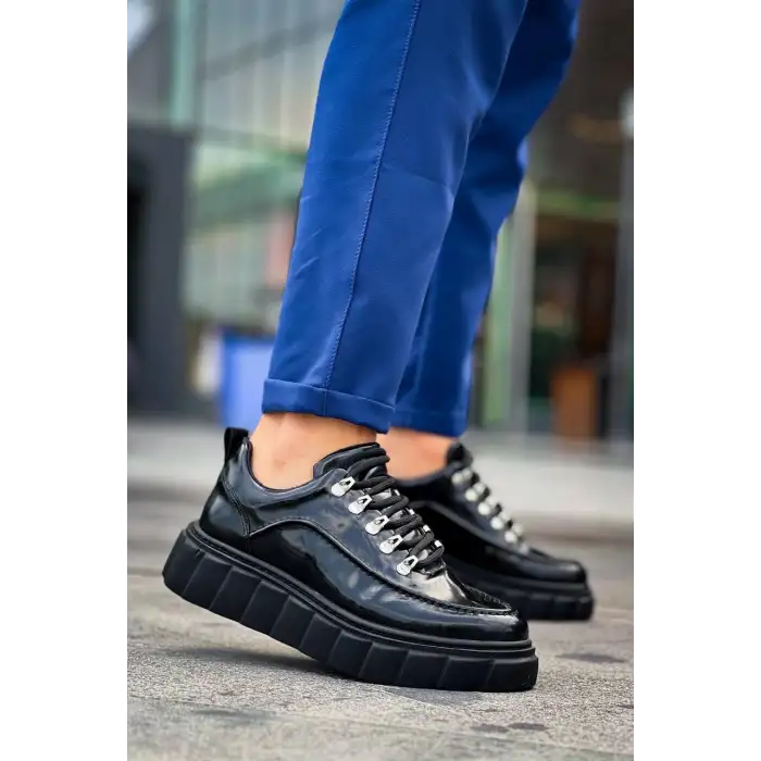 KB-X10 Kuback Siyah Rugan Siyah Yüksek Taban Günlük Spor Ayakkabı