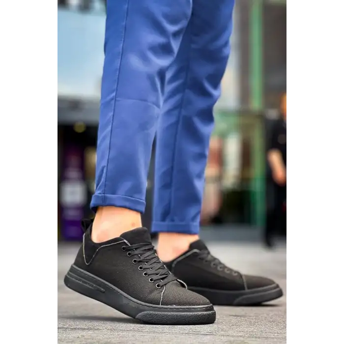 KB-X204 Kuback Siyah Keten Siyah Yüksek Taban Günlük Erkek Spor Ayakkabı