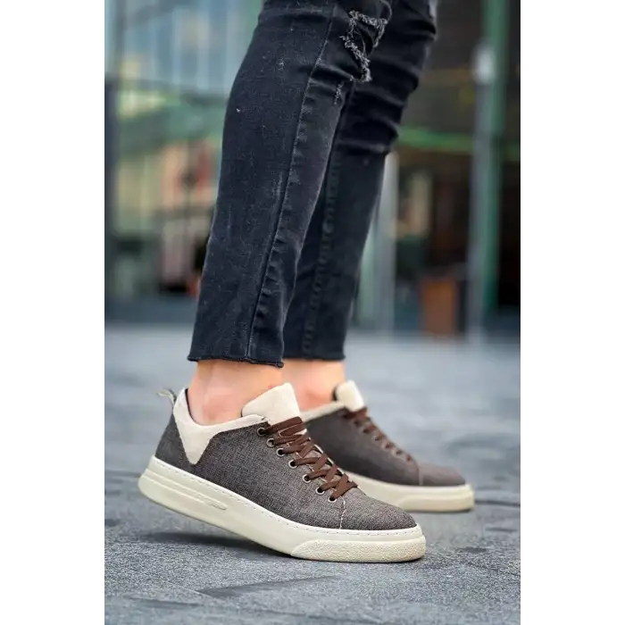 KB-X204 Kuback Taba Bej Keten Bej Yüksek Taban Günlük Erkek Spor Ayakkabı