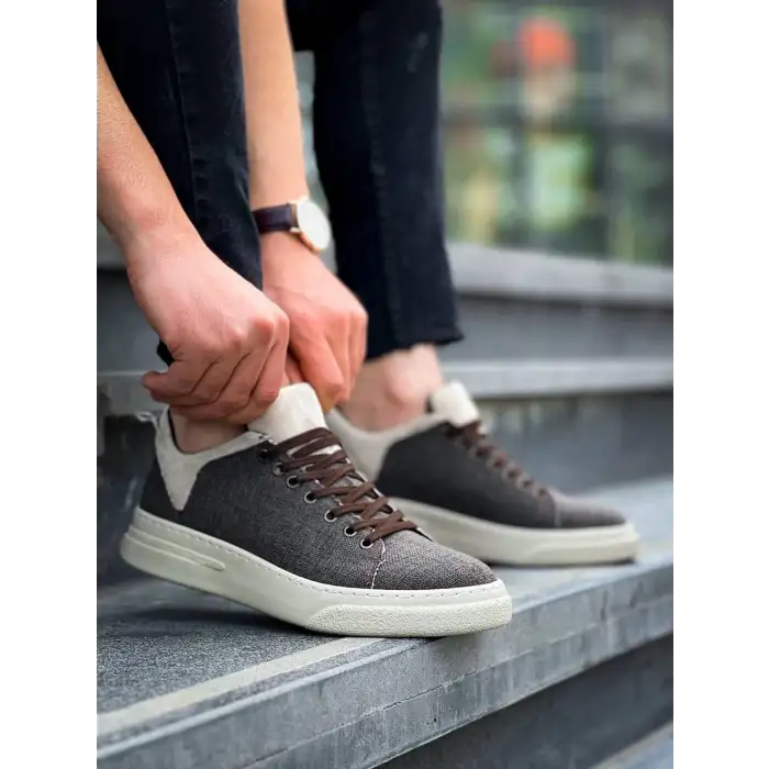 KB-X204 Kuback Taba Bej Keten Bej Yüksek Taban Günlük Erkek Spor Ayakkabı
