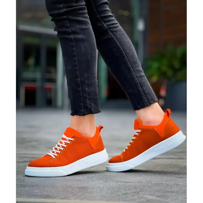 KB-X204 Kuback Turuncu Keten Beyaz Yüksek Taban Günlük Erkek Spor Ayakkabı