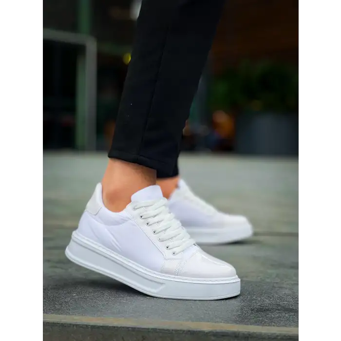 KB-X46 Kuback Beyaz Rugan Yüksek Beyaz Taban Günlük Spor Ayakkabı
