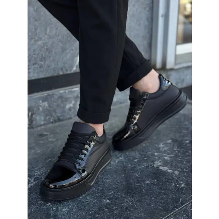 KB-X46 Kuback Siyah Rugan Yüksek Siyah Taban Günlük Spor Ayakkabı