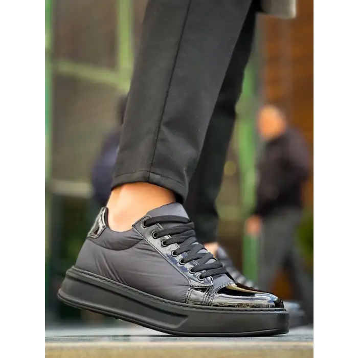 KB-X46 Kuback Siyah Rugan Yüksek Siyah Taban Günlük Spor Ayakkabı