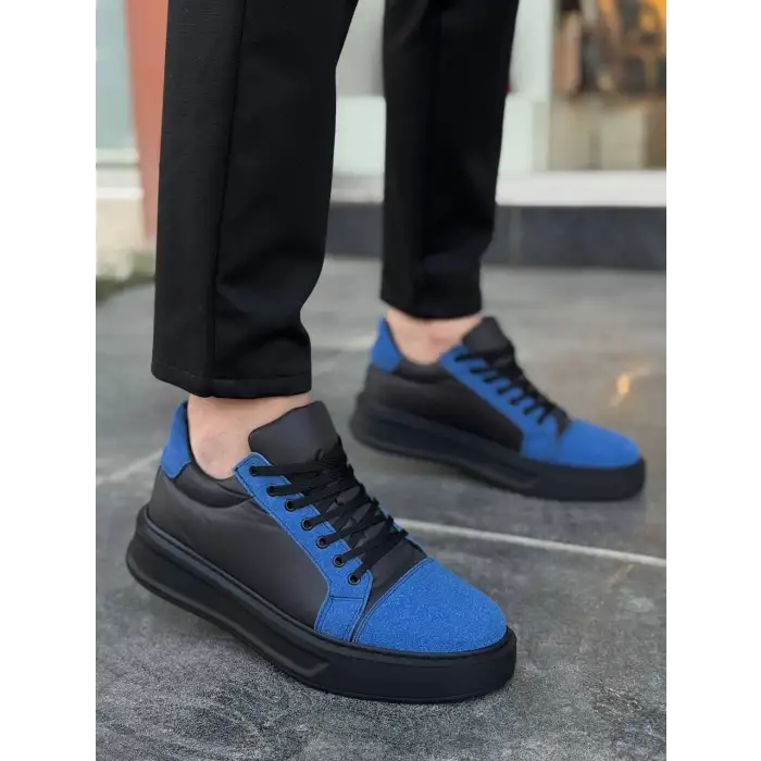 KB-X46 Kuback Siyah Sax Mavi Yüksek Siyah Taban Günlük Spor Ayakkabı
