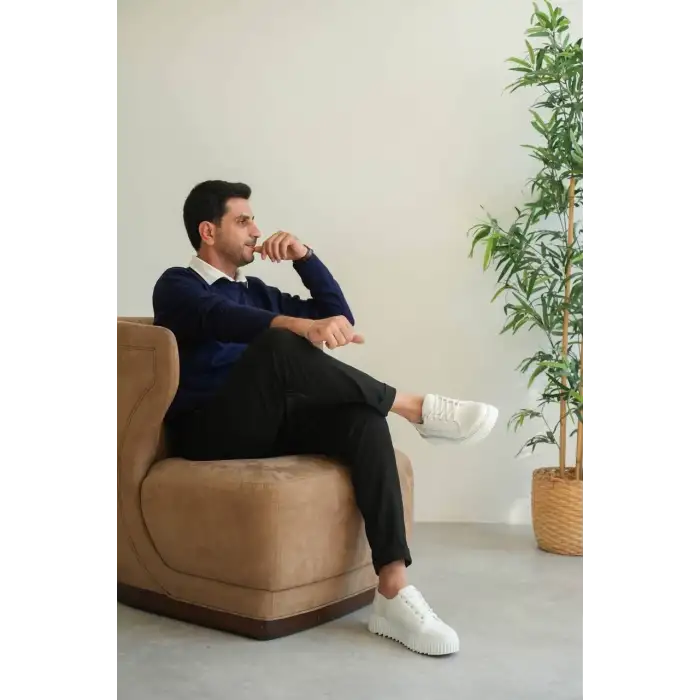 KB-X516 Kuback Beyaz Cilt Günlük Erkek Ayakkabı