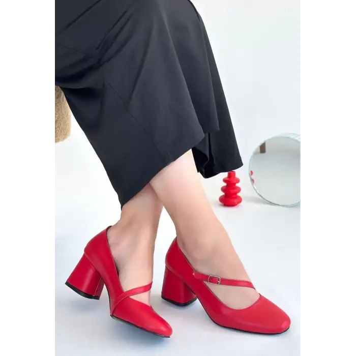 Kier Kırmızı Cilt Topuklu Ayakkabı