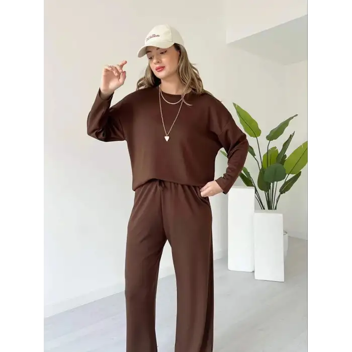 Kollu modal takım kahve