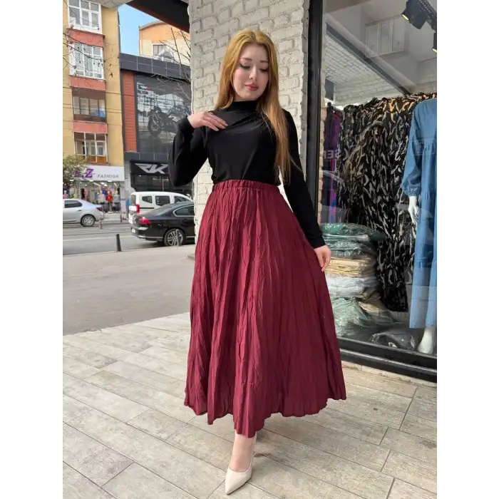 Kraş etek bordo