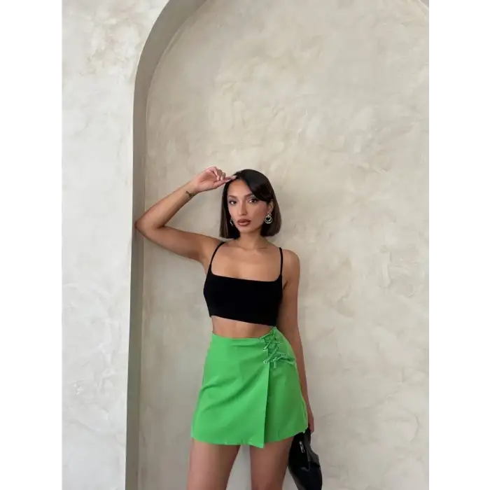 Kuş gözü şort etek yeşil s25819