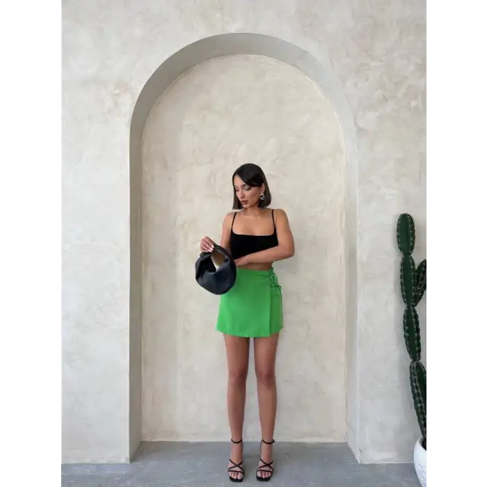 Kuş gözü şort etek yeşil s25819