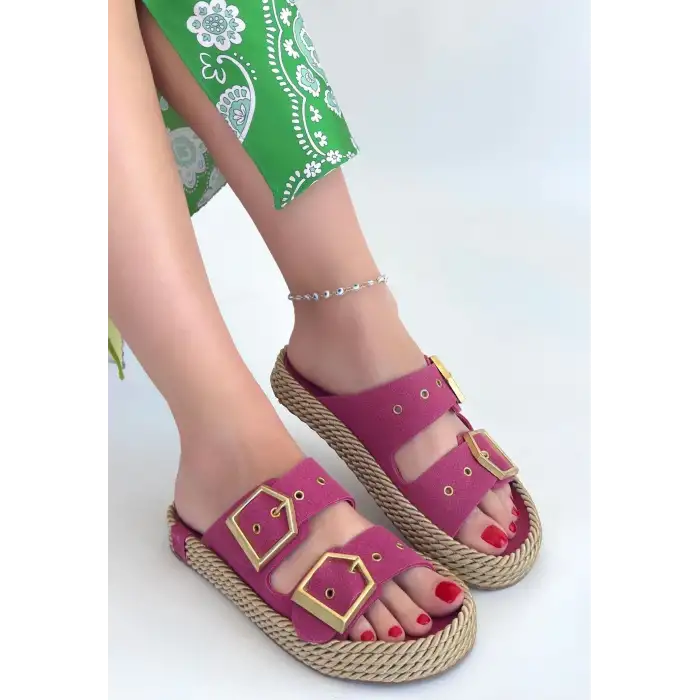 Loera Pemba Nubuk Çift Tokalı Terlik