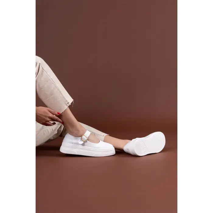Lunni Beyaz Keten Spor Ayakkabı