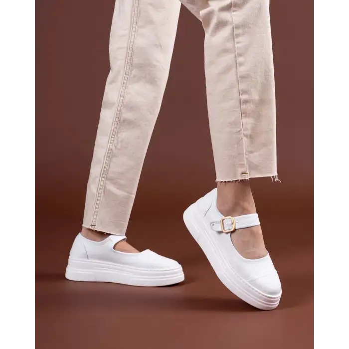 Lunni Beyaz Keten Spor Ayakkabı