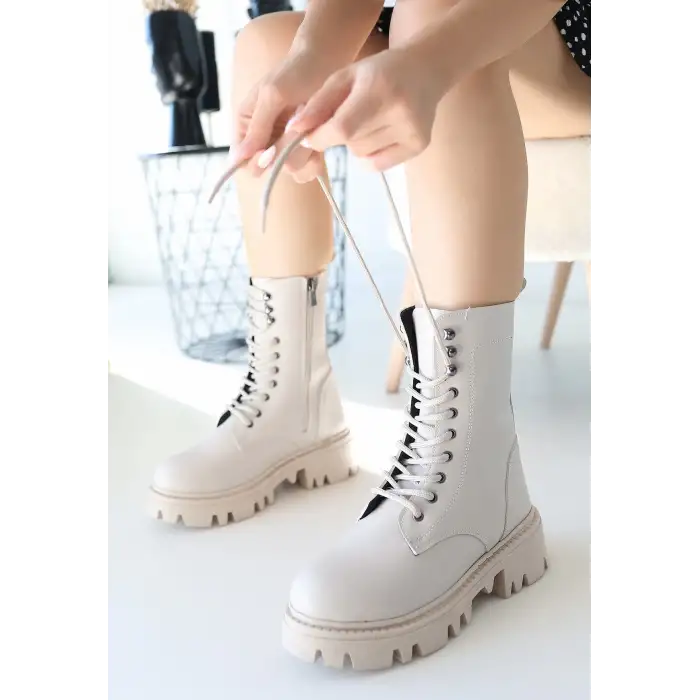 Neole Bej Cilt Bağcıklı Bot