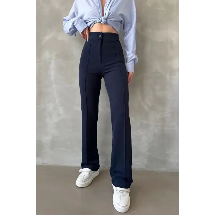 Önü cumalı ithal krep pantolon