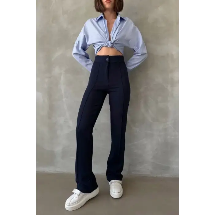 Önü cumalı ithal krep pantolon