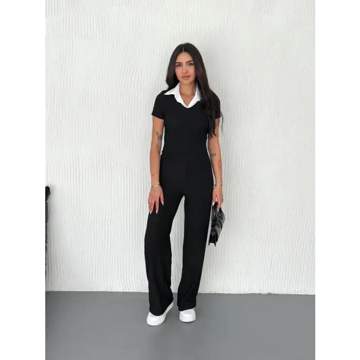 Ottoman kumaş beyaz gömlek yaka takım s4142