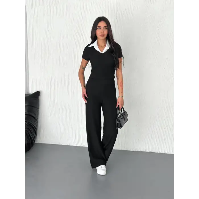 Ottoman kumaş beyaz gömlek yaka takım s4142