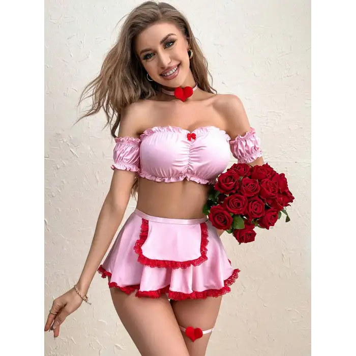 Pembe Etekli Fantezi Kadın Kostüm 2071