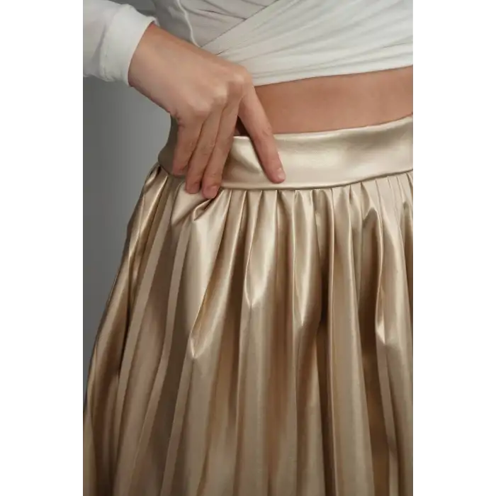 Piliseli deri etek gold h261564