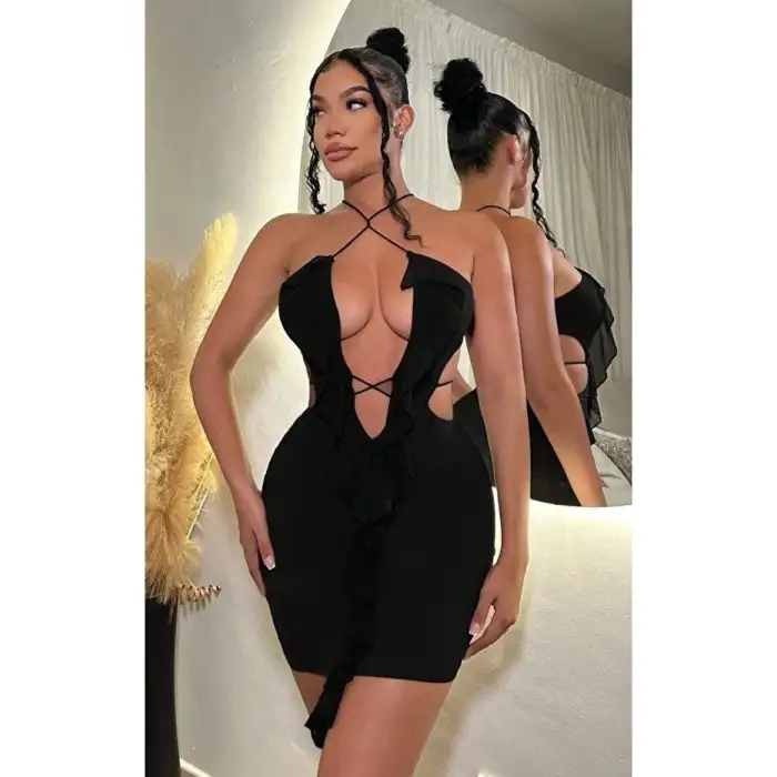 Siyah Fantezi Elbise 5086