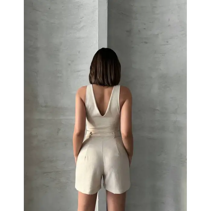 Şortlu keten takım s255014