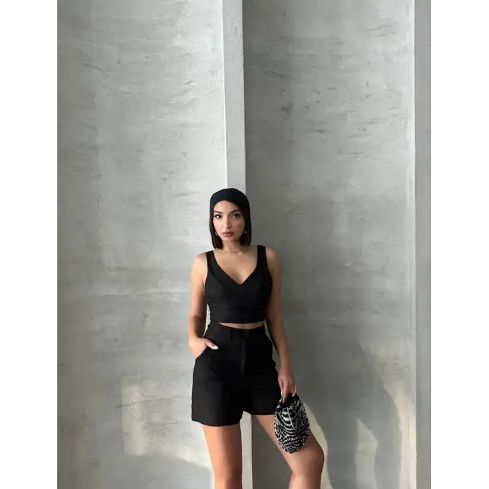 Şortlu keten takım s255014