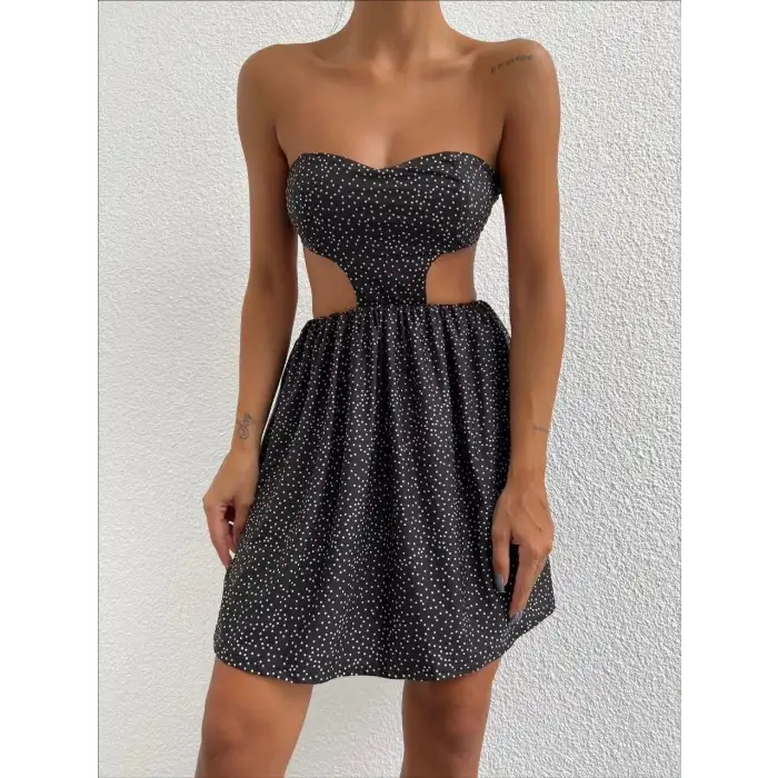 Taşlı straplez elbise