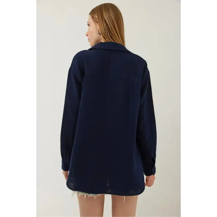 Tek cepli müslin gömlek lacivert pt