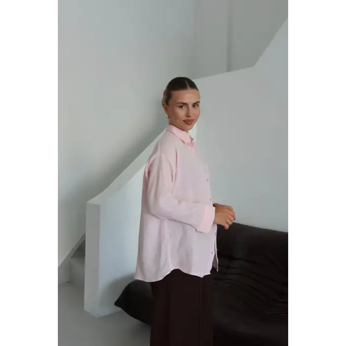 Tek cepli müslin gömlek pembe pt