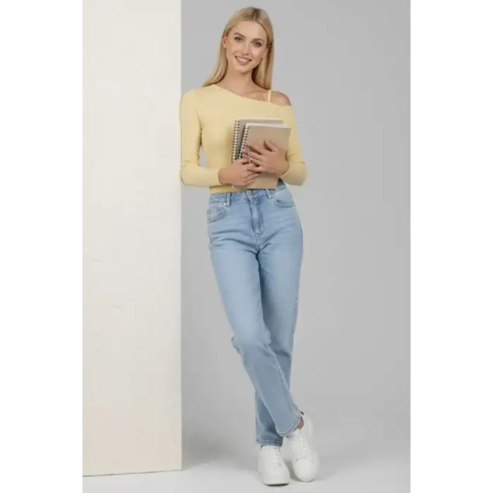 Tek Omuz İpli Bluz Sarı T4328
