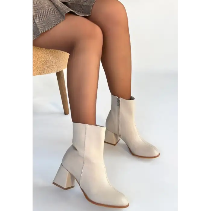 Tendy Bej Cilt Topuklu Bot