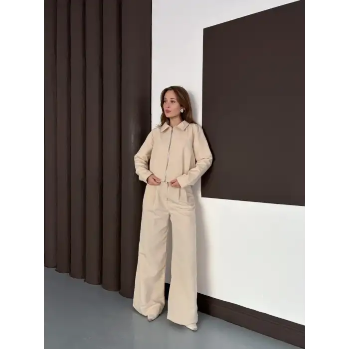 Trenç takım alt üst bej ons