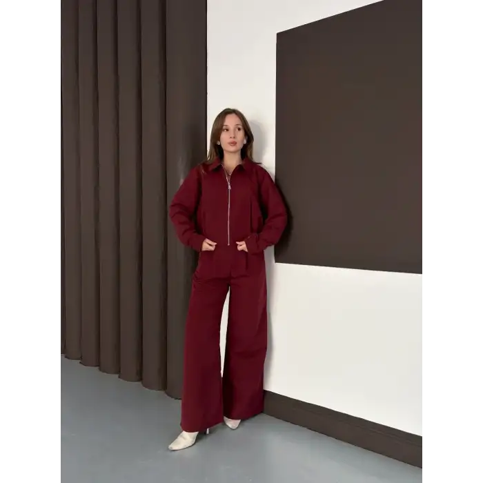 Trenç takım alt üst bordo ons