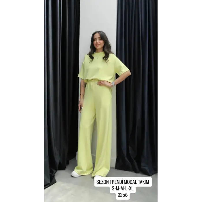 Tshirt alt üst modal takım sarı