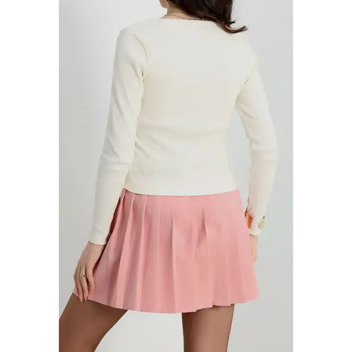 U yaka kaşkorse bluz beyaz A132