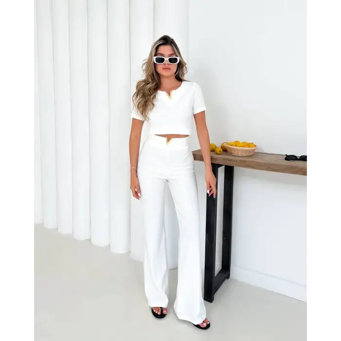 V aksesuarlı ottoman takım beyaz s255850