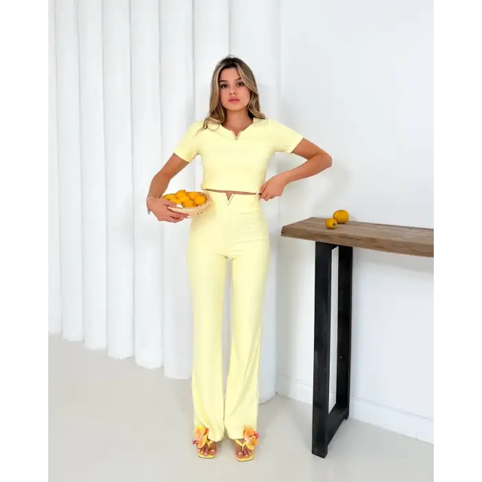 V aksesuarlı ottoman takım sarı s255850