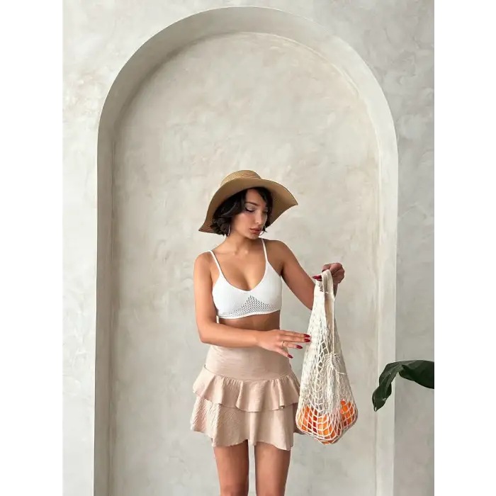 Valonlu fırfırlı etek s24681