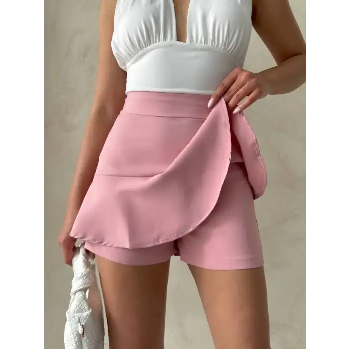 Valonlu fırfırlı şort s24683