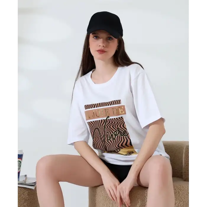 Varak çizgili Oversize tişört